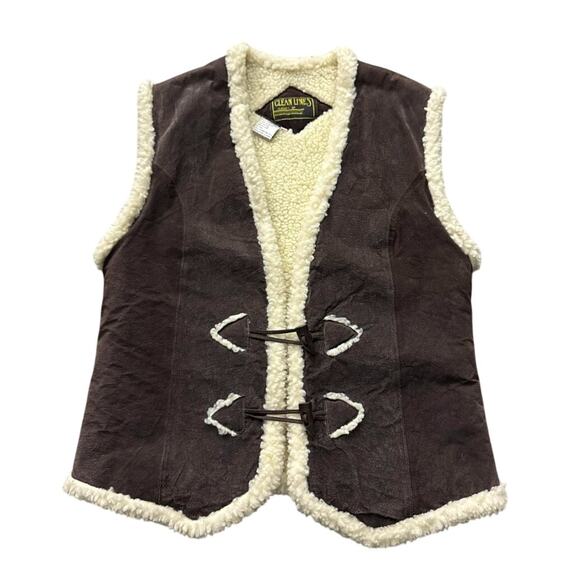 Men’s M Suede Shearling Vest Brown Western Cowboycore Clean Lines Classics - Picture 1 of 3